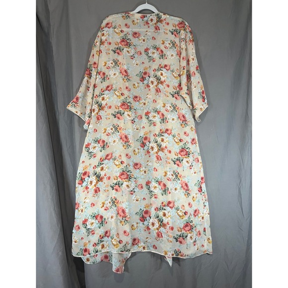 LuLaRoe Shirley Kimono Cardigan Cream Floral Sheer Duster Medium - Picture 3 of 4